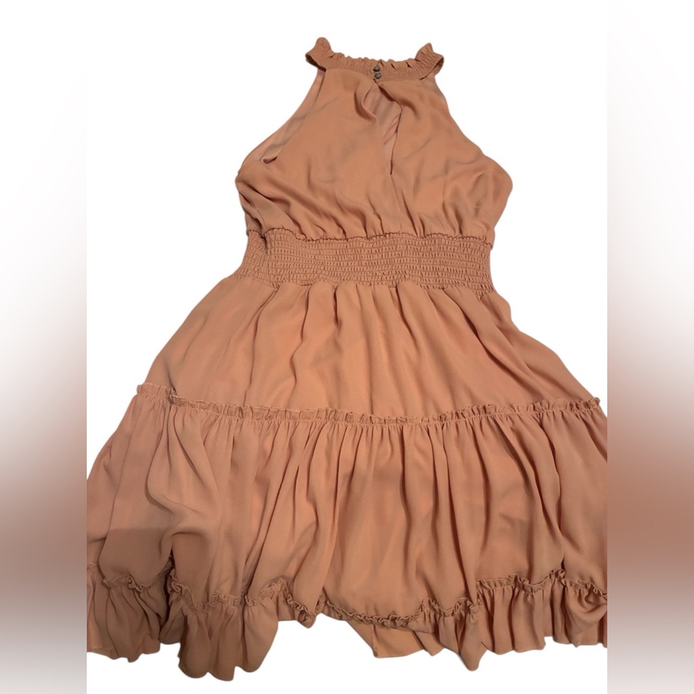 She + Sky Smocked Midi Dress L